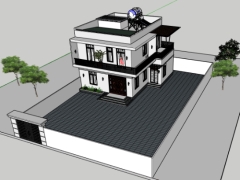 Model Sketchup thiết kế biệt thự 2 tầng 10,5x10,7m hiện đại