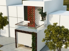 Model Sketchup thiết kế nhà phố 2 tầng kích thước 4.5x20m