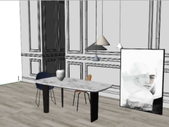 Model sketchup thiết kế phòng khách đơn giản