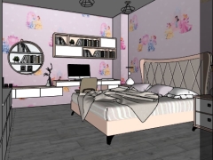 Model sketchup thiết kế phòng ngủ cho bé đẹp
