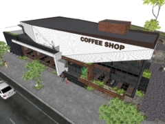Model Sketchup thiết kế quán coffee 2 tầng 