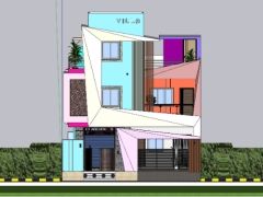 Model sketchup việt nam mẫu nhà phố 3 tầng 8.3x13.9m