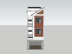 Model sketchup việt nam mẫu nhà phố 4 tầng 5x10m