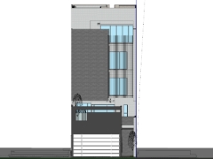Model sketchup việt nam mẫu nhà phố 4 tầng kích thước xây dựng 9x27m