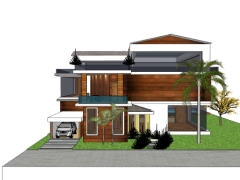 Model sketchup việt nam nhà biệt thự 3 tầng 21.5x23m