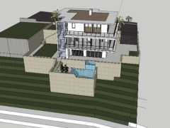 Model sketchup việt nam nhà biệt thự 3 tầng đẹp 16.3x14.5m