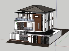 Model sketchup việt nam nhà biệt thự 3 tầng sang trọng nhất