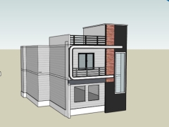Model sketchup việt nam nhà ở phố 2 tầng 8x12.65m