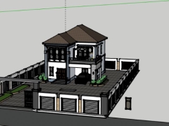 Model sketchup villa 2 tầng kích thước xây dựng 9.3x13.5m