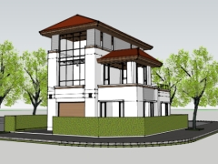 Model sketchup villa 3 tầng cao cấp mới nhất