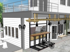 Model su dựng 3d cửa hàng cafe 2 tầng 5.3x12.3m