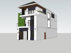 Model su nhà dân 3 tầng có diện tích 7.6x19.1m