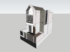 Model su nhà ở phố 3 tầng kích thước 6x8.5m
