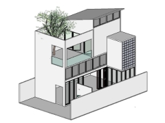 Model su nhà phố 2 tầng kích thước 6.9x11m model su