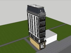 Model SU nhà phố 7 tầng tân cổ điển được phối cảnh cực kỳ chi tiết và đầy đủ phần kiến trúc