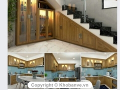 Model su nội thất chung cư bếp gỗ sồi