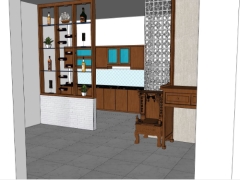 Model su nội thất phòng bếp phố 1 tầng