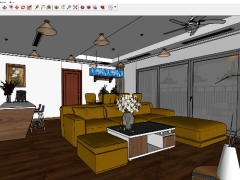 Model Su nội thất phòng khách bếp ban công 3D