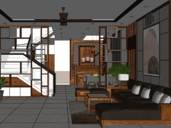 Model SU nội thất Phòng khách + bếp căn hộ