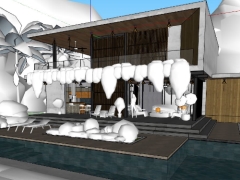Model su su cửa hàng cafe hiện đại 2 tầng