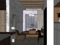 Model su thiết kế nội thất phòng khách + phòng bếp