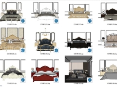 Model SU Tổng hợp 12 Mẫu giường tân cổ điển (12 file sketchup)