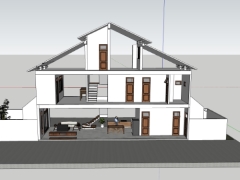 Model su việt nam nhà ở 2 tầng 1 tum 5.2x26.5m