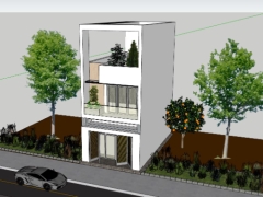 Model thiết kế nhà phố 2 tầng 1 tum kích thước thiết kế 5x9.9m