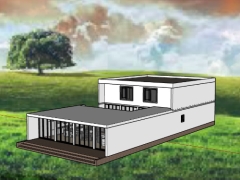 Nhà 2 tầng 12.8x26m dựng model sketchup 