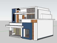 Nhà 2 tầng 9.5x8m dựng model sketchup đẹp