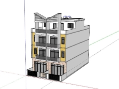 Nhà 4 tầng 9.9x19.7m dựng model sketchup đẹp