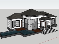 Nhà biệt thự 1 tầng 18x10m dựng model sketchup đẹp