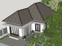 Nhà biệt thự 1 tầng 6x13m dựng model sketchup tuyệt đẹp