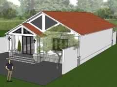 Nhà biệt thự 1 tầng 7.5x16.3m dựng model sketchup 