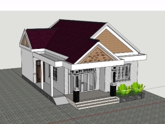 Nhà biệt thự 1 tầng 8x11m dựng model sketchup đẹp