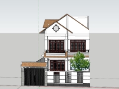 Nhà biệt thự 2 tầng 10x19.8m dựng model sketchup việt nam đẹp