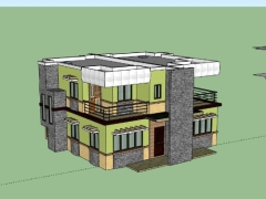 Nhà biệt thự 2 tầng 10x9m dựng model sketchup