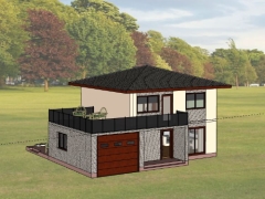 Nhà biệt thự 2 tầng 11.8x7.9m model sketchup đẹp