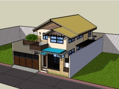 Nhà biệt thự 2 tầng 12x18m model sketchup 