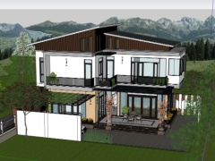 Nhà biệt thự 2 tầng 12x7.7m dựng model sketchup việt nam