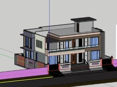 Nhà biệt thự 2 tầng 17.6x15.6m dựng model sketchup 