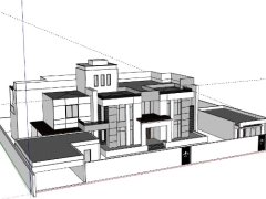 Nhà biệt thự 2 tầng 23x14m model sketchup đẹp