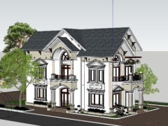 Nhà biệt thự 2 tầng 7x20m file sketchup đẹp