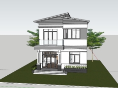 Nhà biệt thự 2 tầng 8.2x10.7m dựng model sketchup