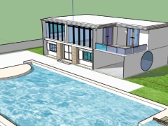 Nhà biệt thự 2 tầng có hồ bơi model sketchup