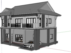 Nhà biệt thự 2 tầng diện tích thiết kế 10x11.3m dựng model 3d  sketchup việt nam