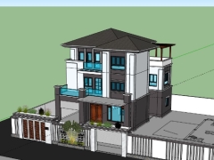 Nhà biệt thự 3 tầng 15x13m dựng model sketchup 