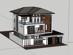 Nhà biệt thự 3 tầng 15x15m dựng model sketchup 