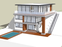 Nhà biệt thự 3 tầng 8.6x13m dựng model sketchup