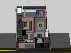 Nhà biệt thự 3 tầng 9.3x11m dựng model sketchup việt nam